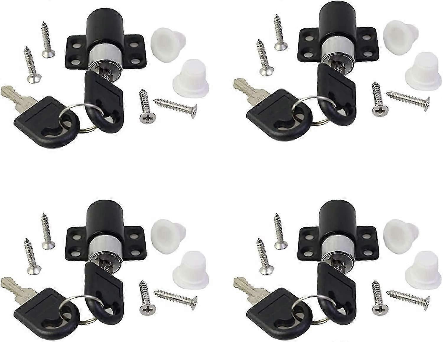 4 Pack Window Door Security Lock with Key, Child Window Safety Lock, Sliding Door Lock, Patio Cupboard Bolt Anti-Vault