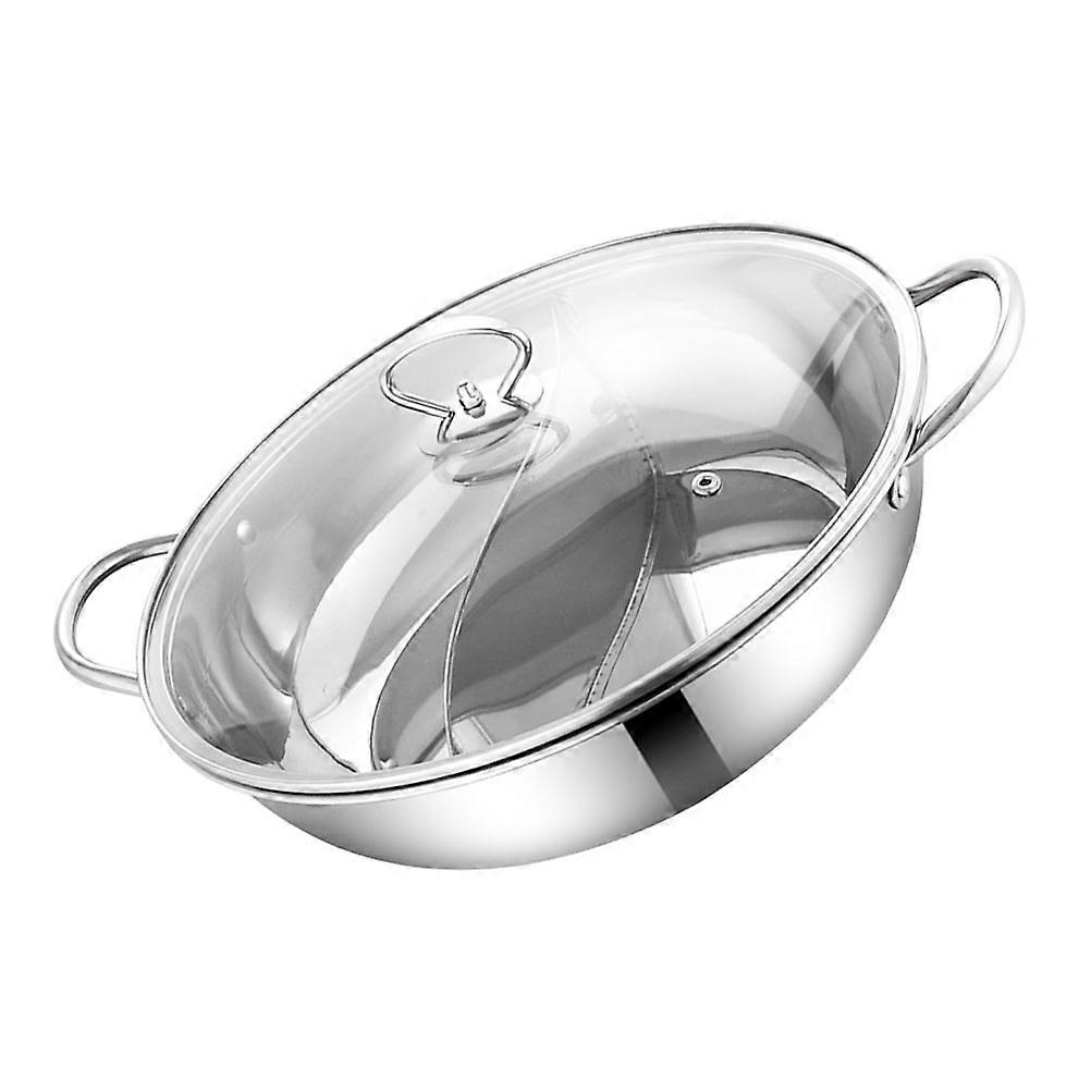 Two Flavor Hot Pot Home Cooks Occasion Round Shape 29.2X27.2X7.6CM With Anti-Scald Handle 1Pack