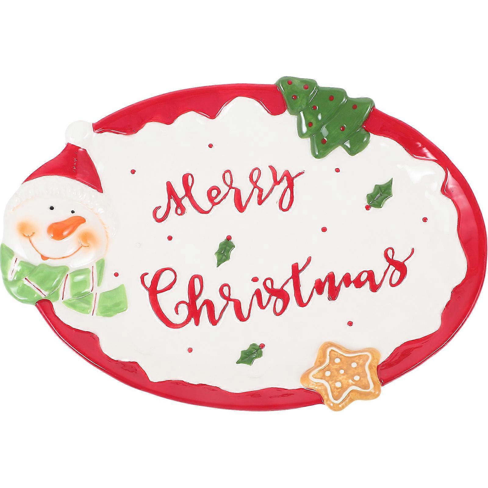 Christmas Theme Ceramic Dipping Sauce Plate For Families Restaurant Use 28X20X2.5CM 1Set