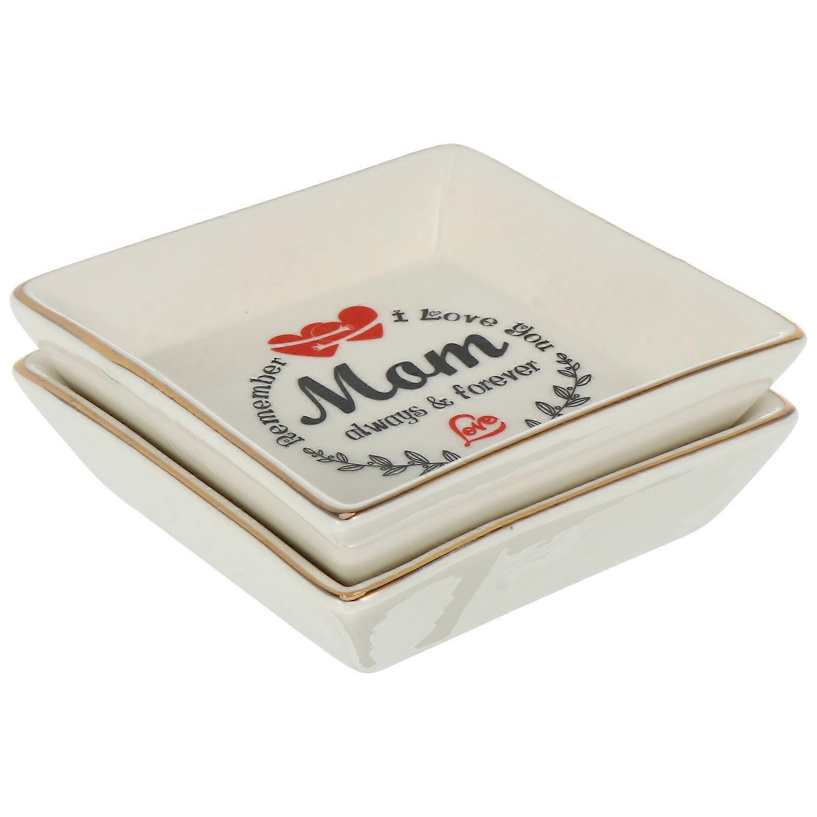 Stylish Ceramic Ring Display Organizer For Bridal Showers 10x10x2.5cm Jewelry Holder 2Pcs