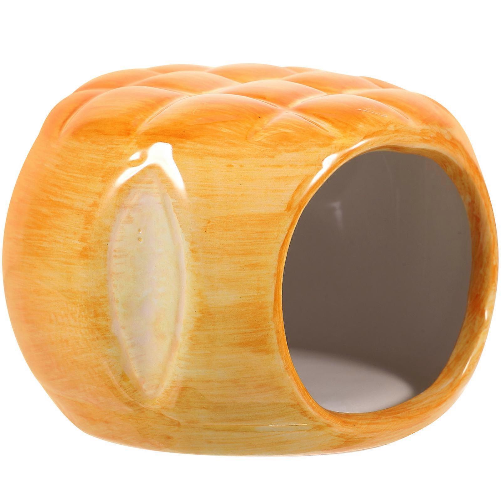 Ceramic Burger Shaped Hideout Hut for Dwarf Hamster House Small Animal Summer Home 1 Set