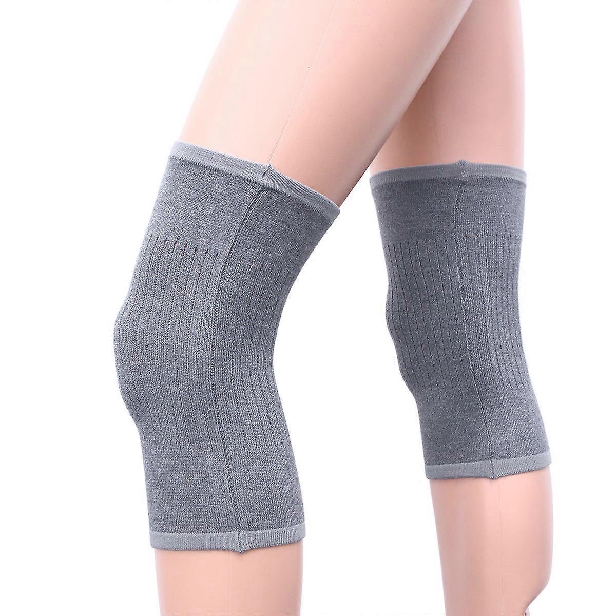 Warm Knee Sleeves with Copper Bracket and Suspenders for Cold Weather Use Grey Ergonomic Design