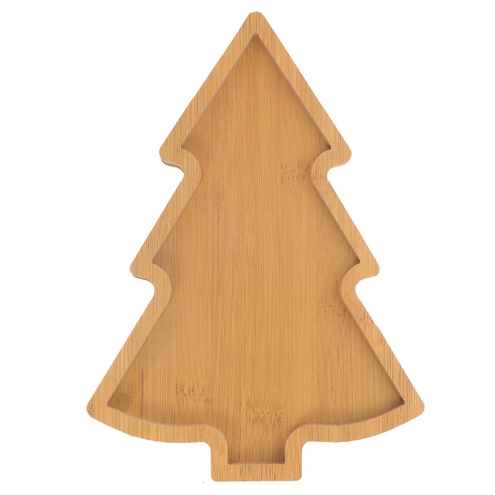 Wooden Pallet Dinnerware Platter for Christmas Party Tableware Serving Appetizers with Tree Shape Design and Seasoning Dear Khaki