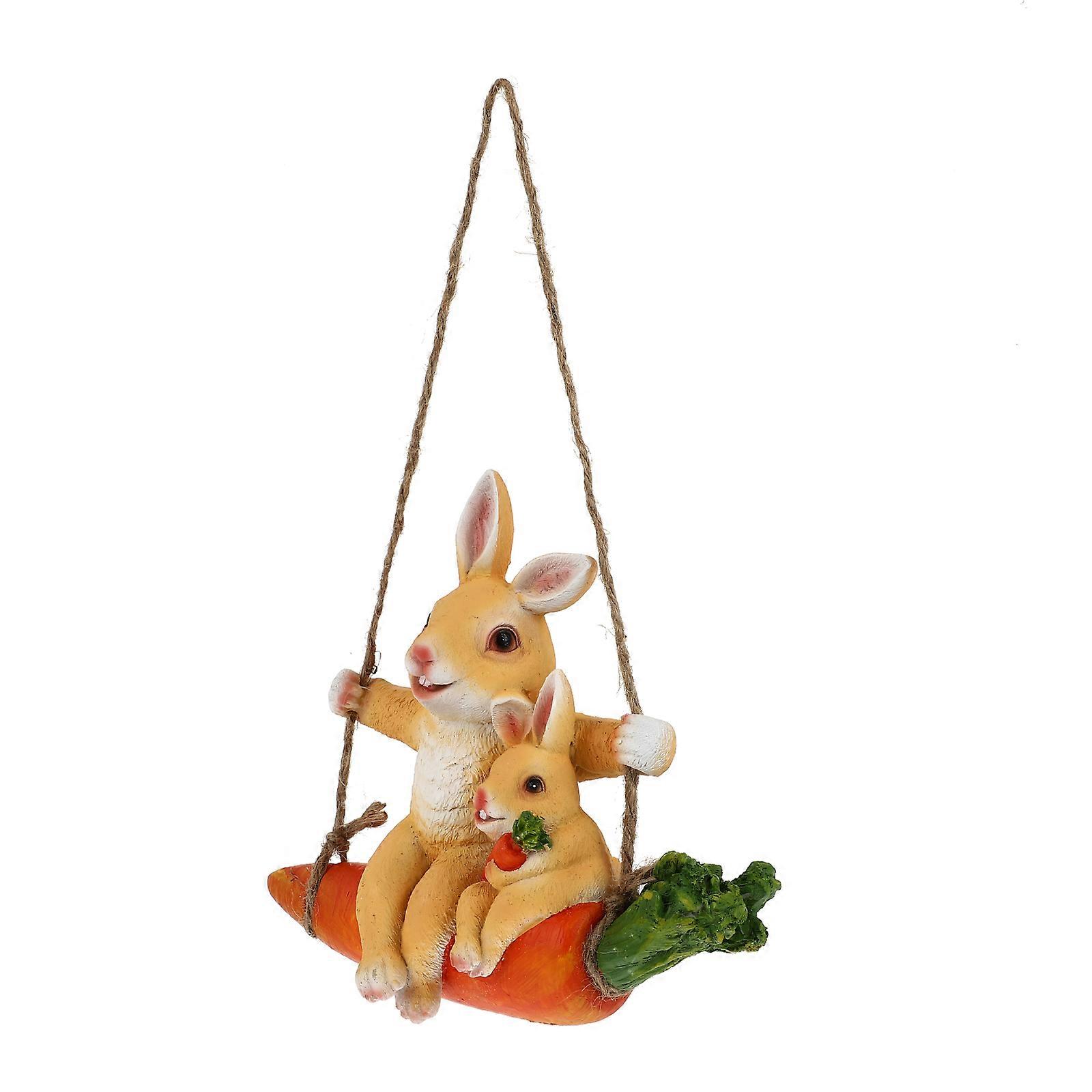 Durable Resin Swing Rabbit Adornment For Garden Decoration Suitable For All Collectors 1Set
