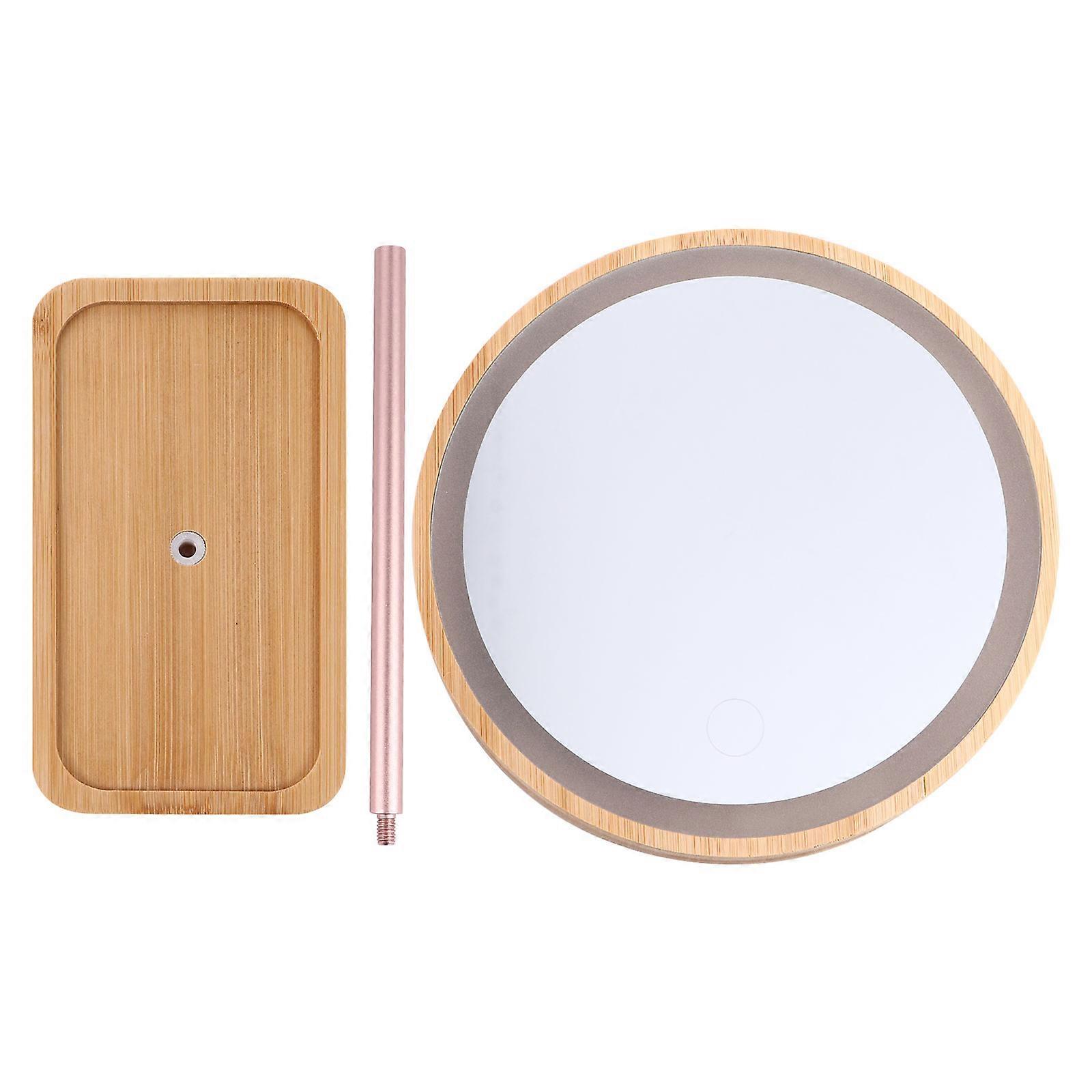 Swivel Wooden LED Makeup Mirror with Touch Control Light for Vanity and Beauty Routine, Ideal for Bedroom Dressing Tables and Gifting