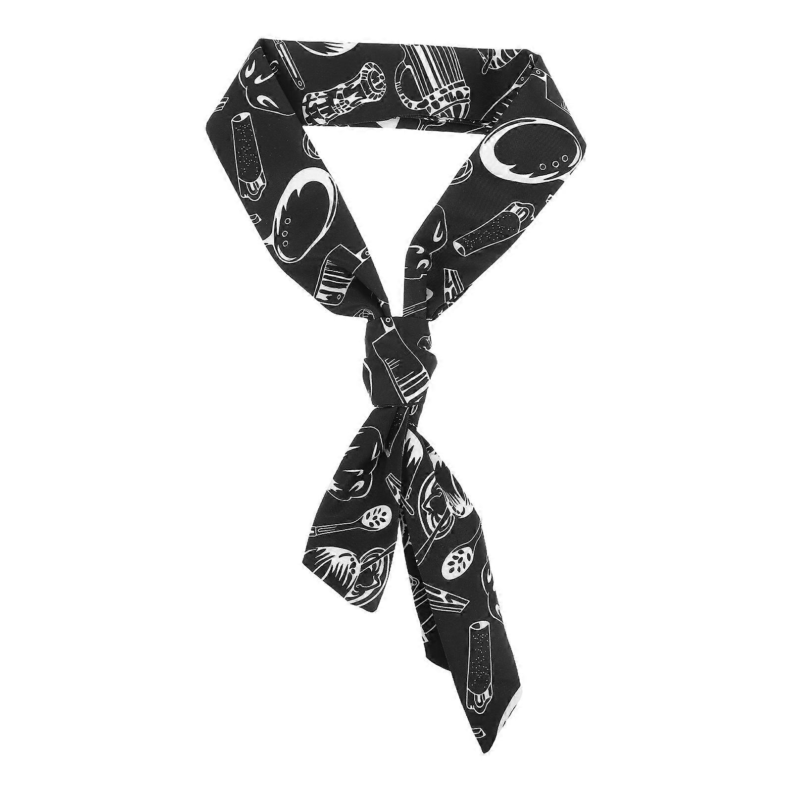 Kitchen Work Chef Bow Tie Sweat Towel for Chefs Black Polyester with Sweat Absorption 1Pack