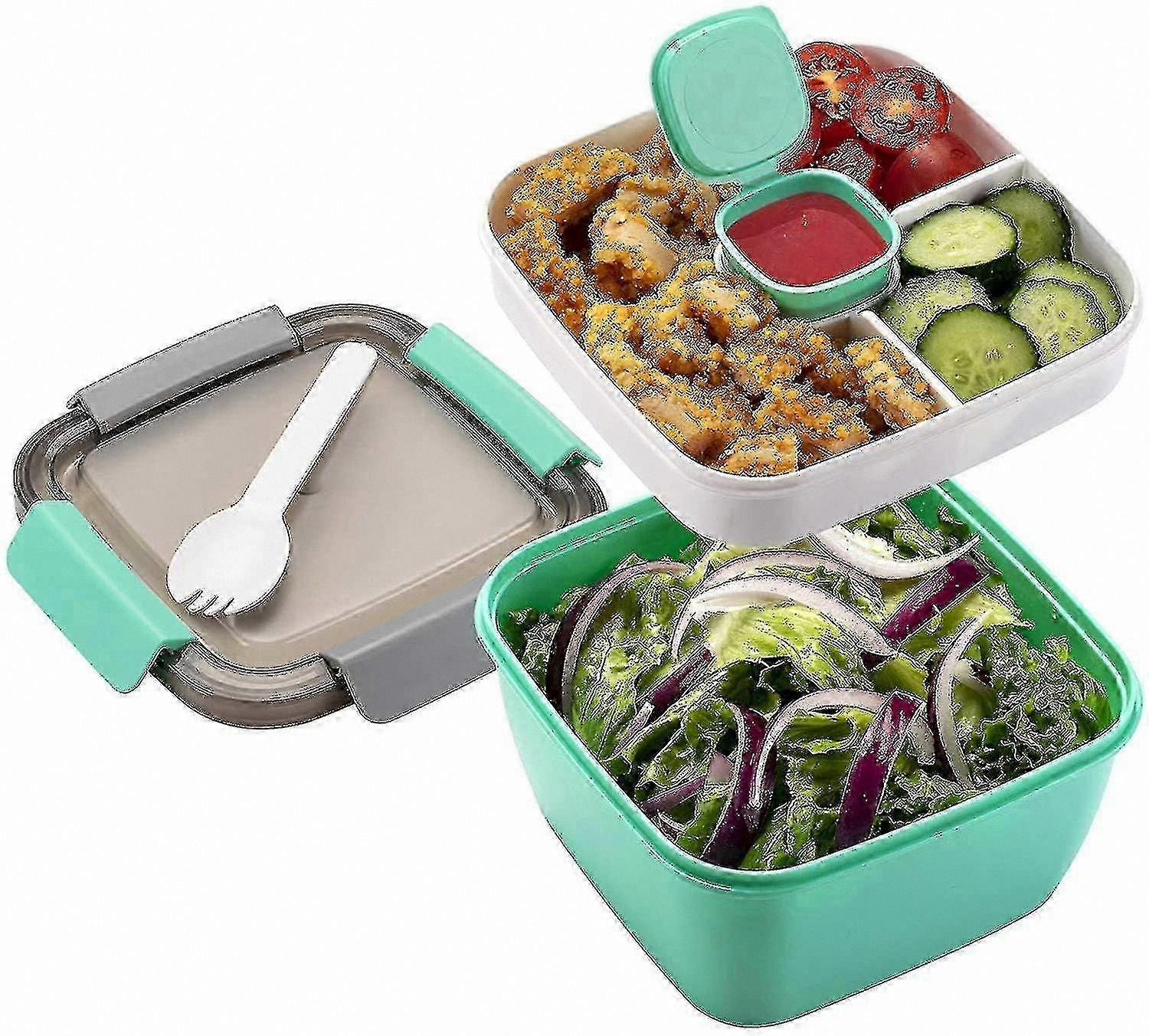 Two-Tier Lunch Container with Divided Sections for Meals