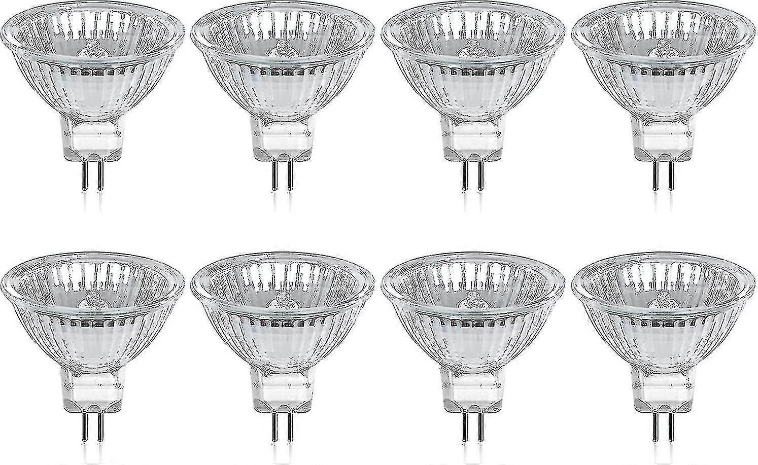 لمبة الهالوجين Gu5.3 Mr16 35w 12v أبيض دافئ 2800 كيلو قابل للتعتيم ، غطاء زجاجي 400 لومن 2 دبوس استبدال الأضواء ، عبوة من 8 stcyv
