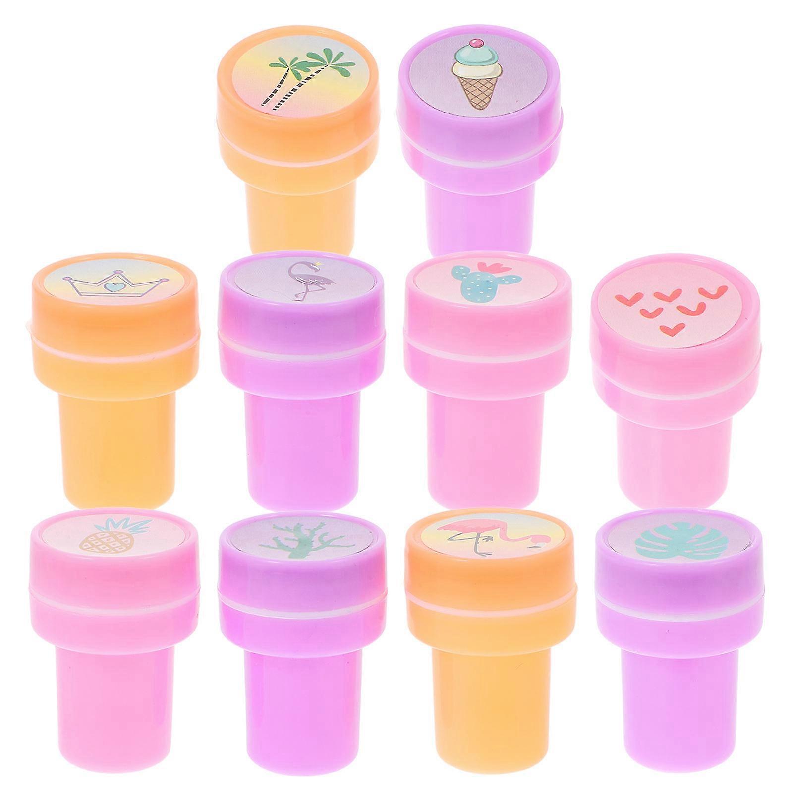 Durable Self Inking Summer Stamps for Kids PVC Party Favors and Classroom Rewards Assorted Colors 10pcs