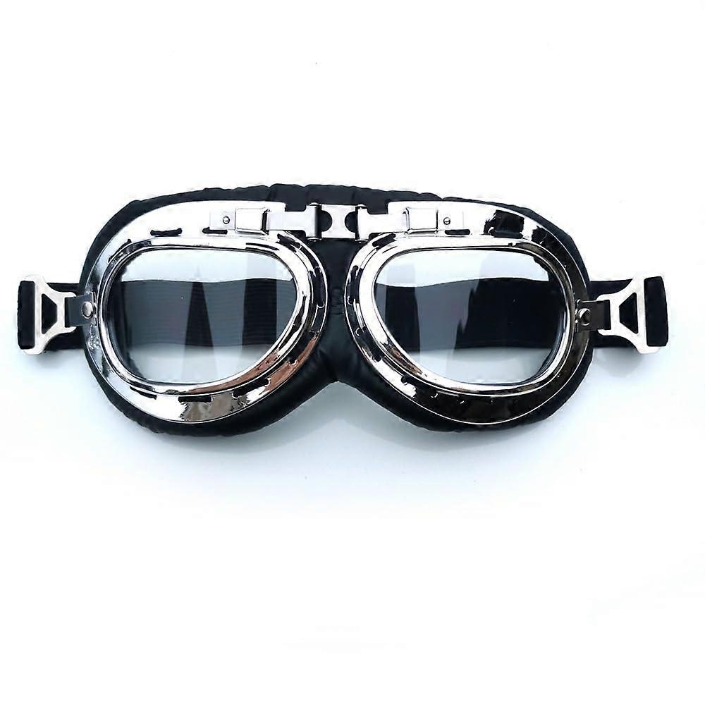 Motocross Goggles for Off-Road Use, Retro Style Motorcycle Helmet, Transparent Lens Scooter Glasses