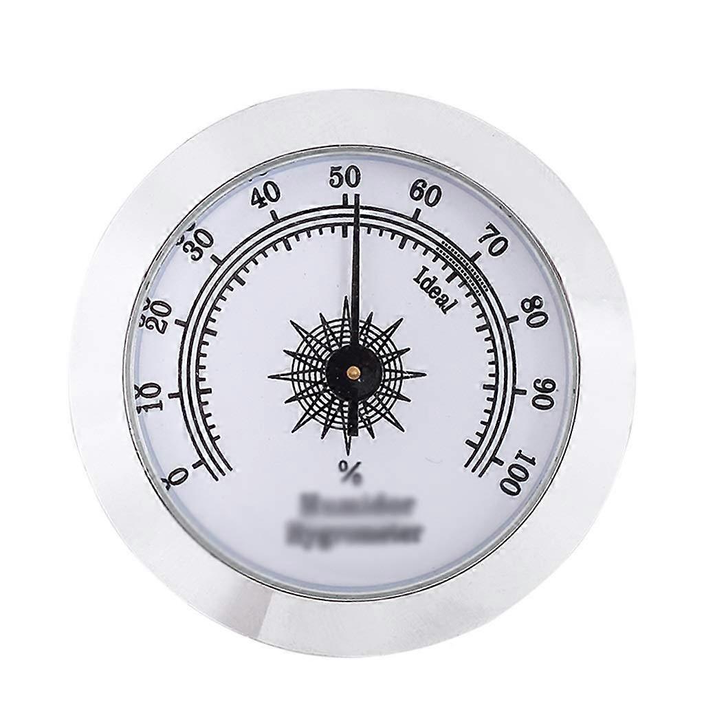 Cigar Hygrometer - High-Precision Round Analog Metal Hygrometer with Side Adhesive Tape for Cigar Cabinets