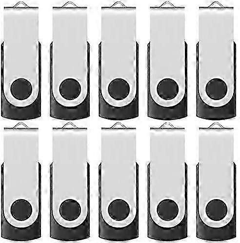 16GB USB 2.0 Flash-minne Enhet Vridbar Tumme Bulk 10 Pack med LED-indikator Svart