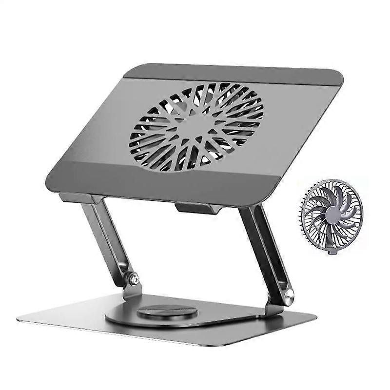 360 Rotating Laptop Stand With Magnetic Cooling Fan Gray