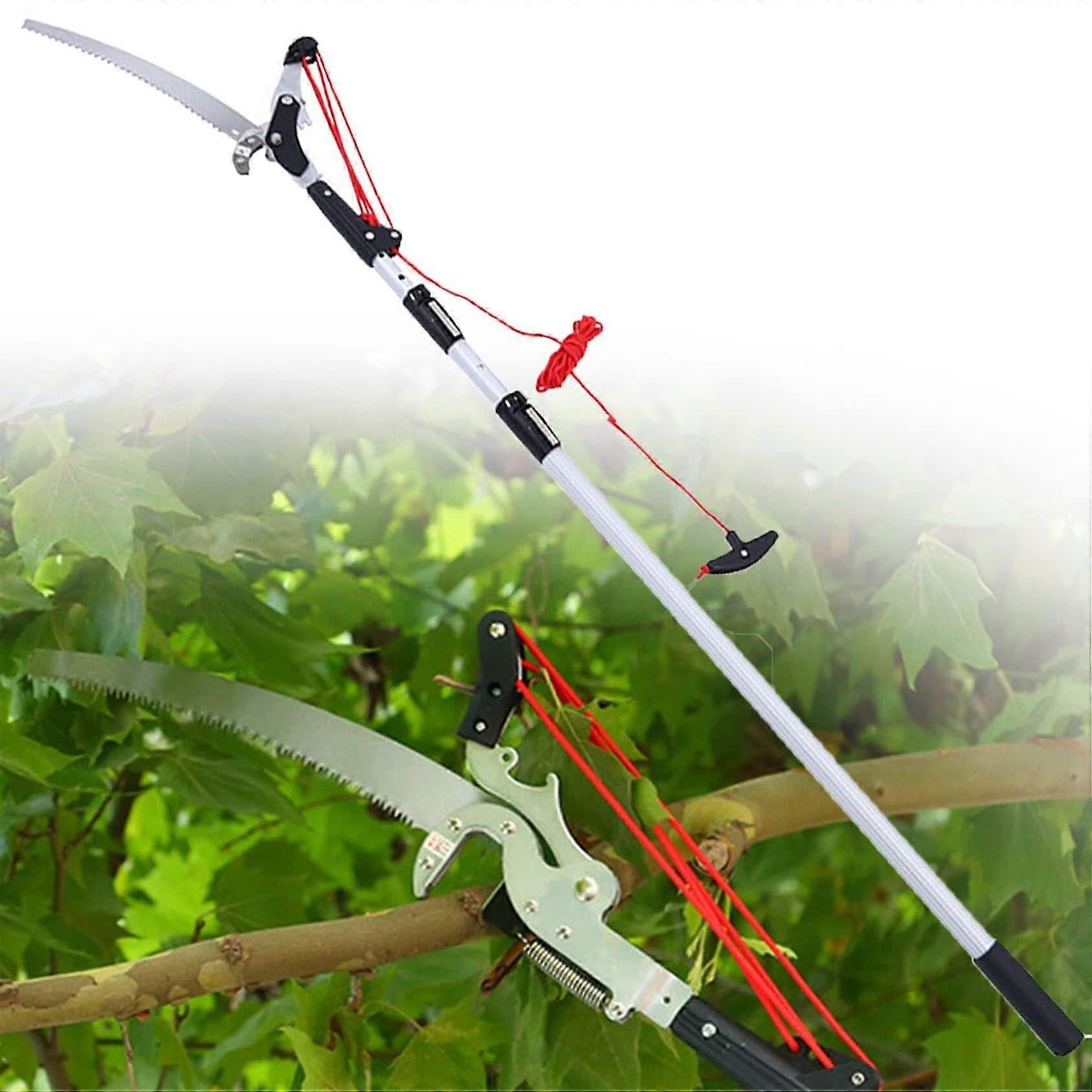 Pruning Shears - 2 in 1 Extendable Pole Pruning Saw, Aluminum Alloy, 3m/9.8ft High Reach Garden Tool for Branch Cutting