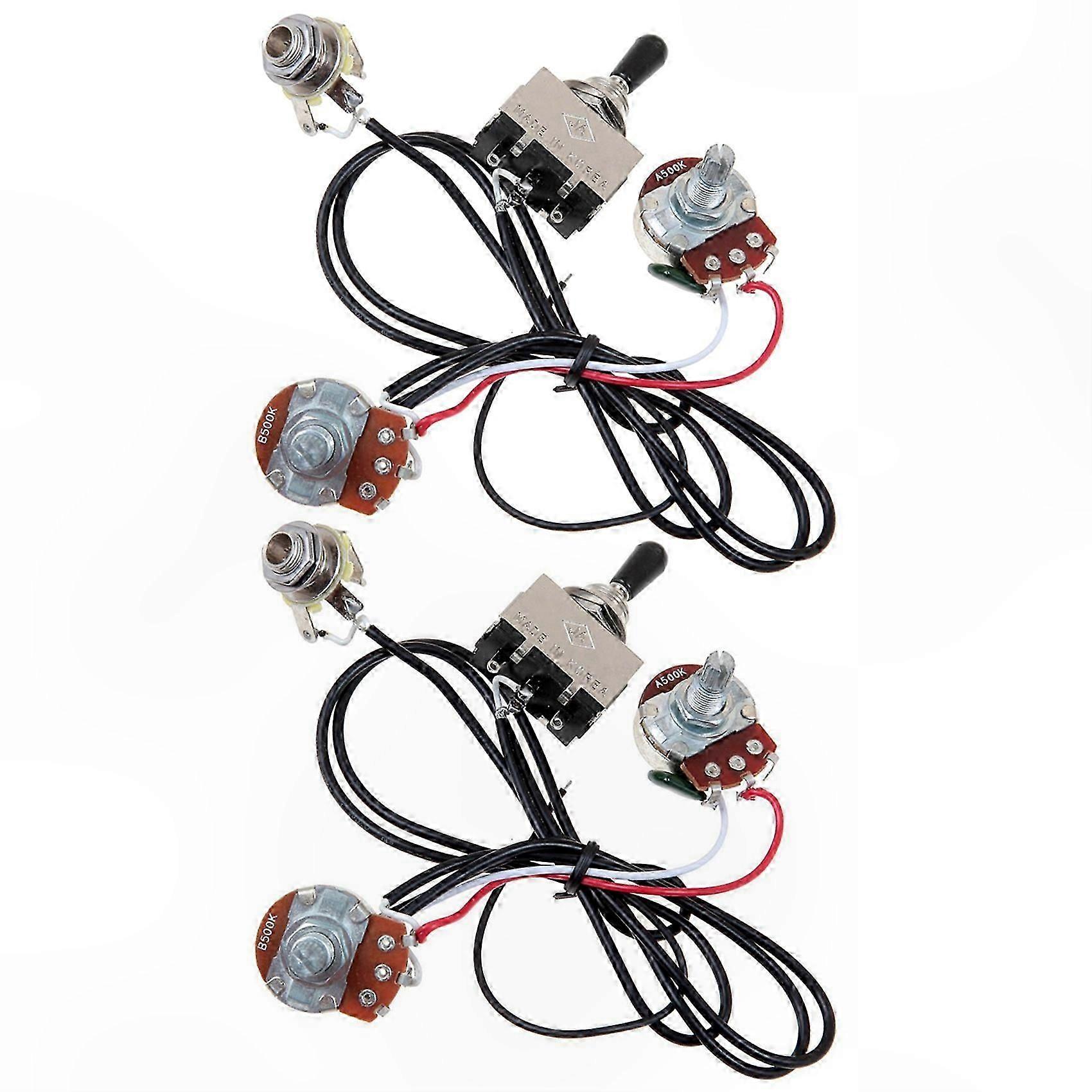 Pre-Wired Guitar Harness with 500K Pots and 3-Way Toggle for Dual Pickups