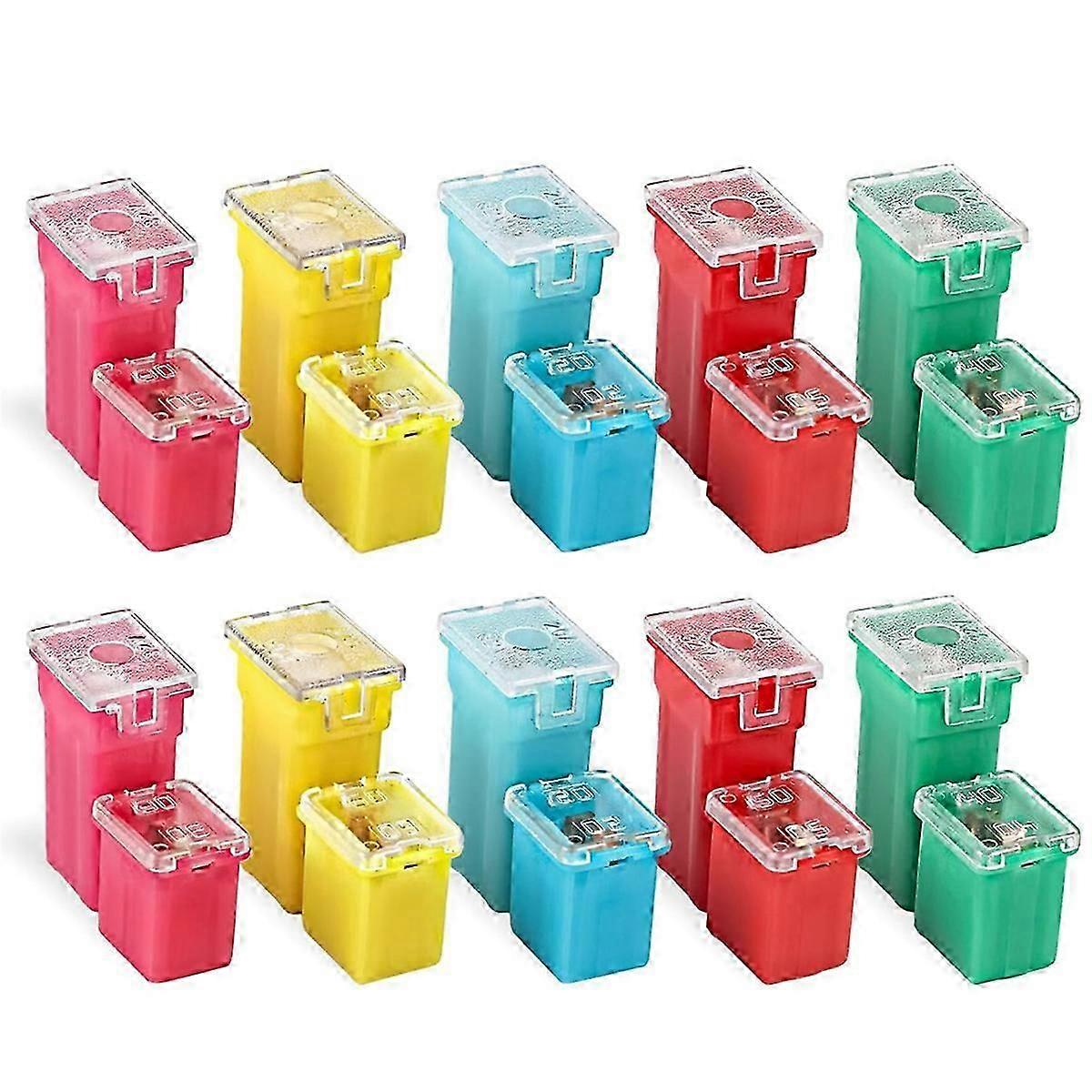 20PCS Car Fuses Assortment Kit, Tall/Standard and Low Profile Box Shaped Fuses for Pickup Trucks, Ca