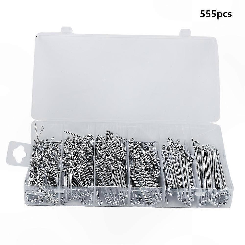 555 Pieces Split Pin Assortment Kit with Storage Case for Industrial Use