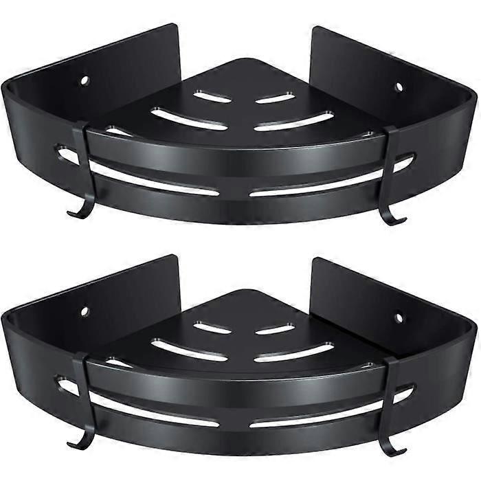 Ντουζιέρα Γωνιακό ράφι Μπάνιο Αποθήκευση Αξεσουάρ μπάνιου και Κουζίνα Ντουζιέρα Caddy, Αλουμίνιο, Σετ 2 Μαύρο