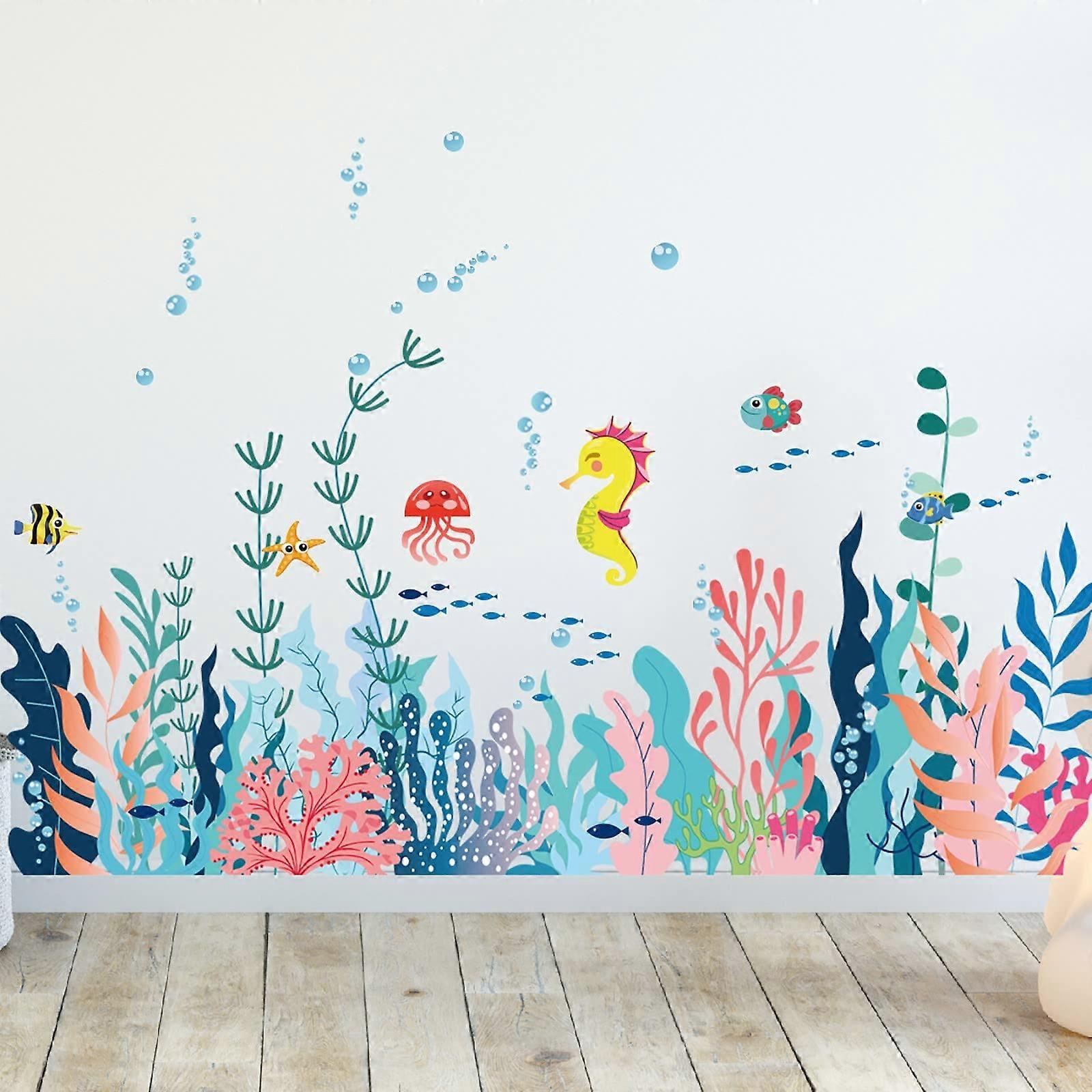 Wall Stickers & Murals - Large Under The Sea Wall Decals for Nursery, Removable Ocean Creatures, Sea Turtle & Fish Decor (Multicolor)