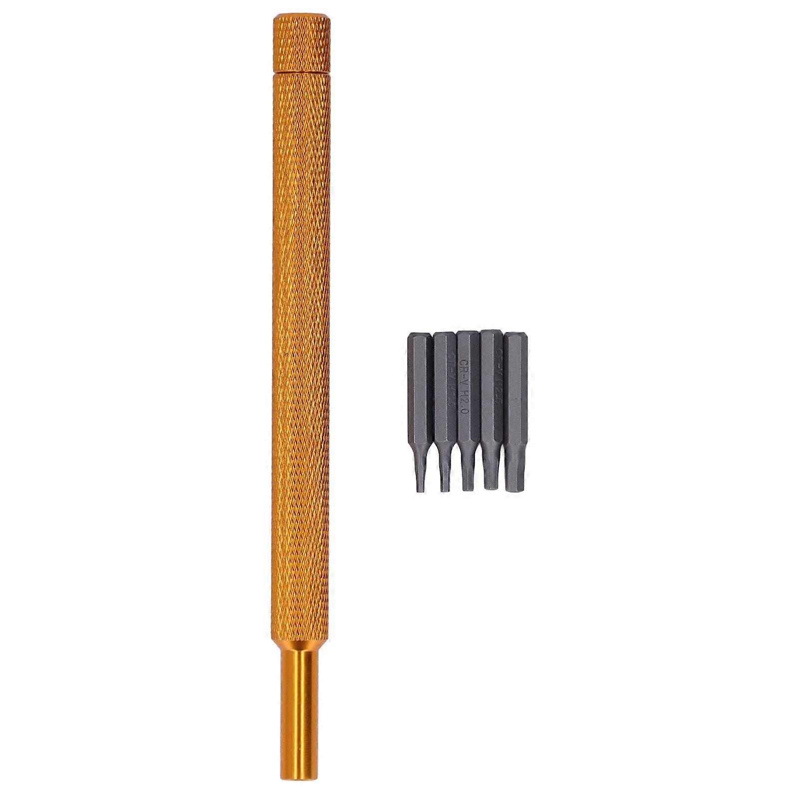 Aluminum Alloy Hex Screwdriver Set with 5 Bits H1.3 H1.5 H2.0 H2.5 H3.0 for Maintenance and Repair