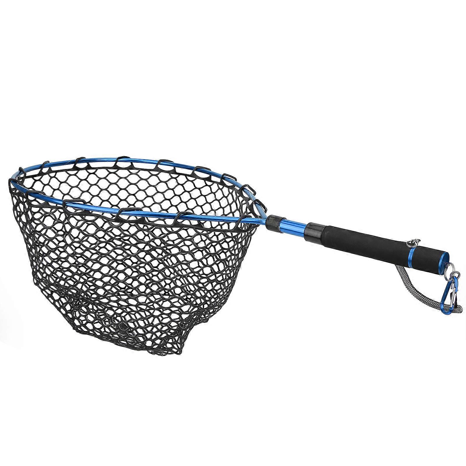 Foldable Lightweight Fly Fishing Landing Net Aluminum Alloy Frame EVA Handle Fishing NetBlue