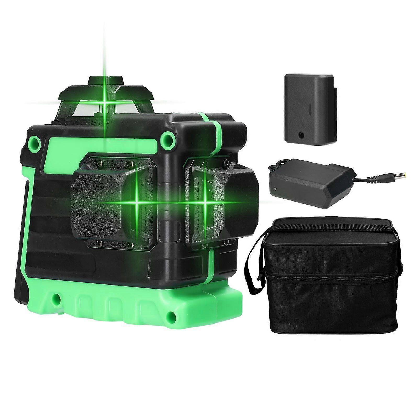 Mini Multifunctional 12 Lines Green Light Laser Level 3 Self-leveling Machine USB Rechargeable Lithium Battery Leveling Tool 3 Colors Optional