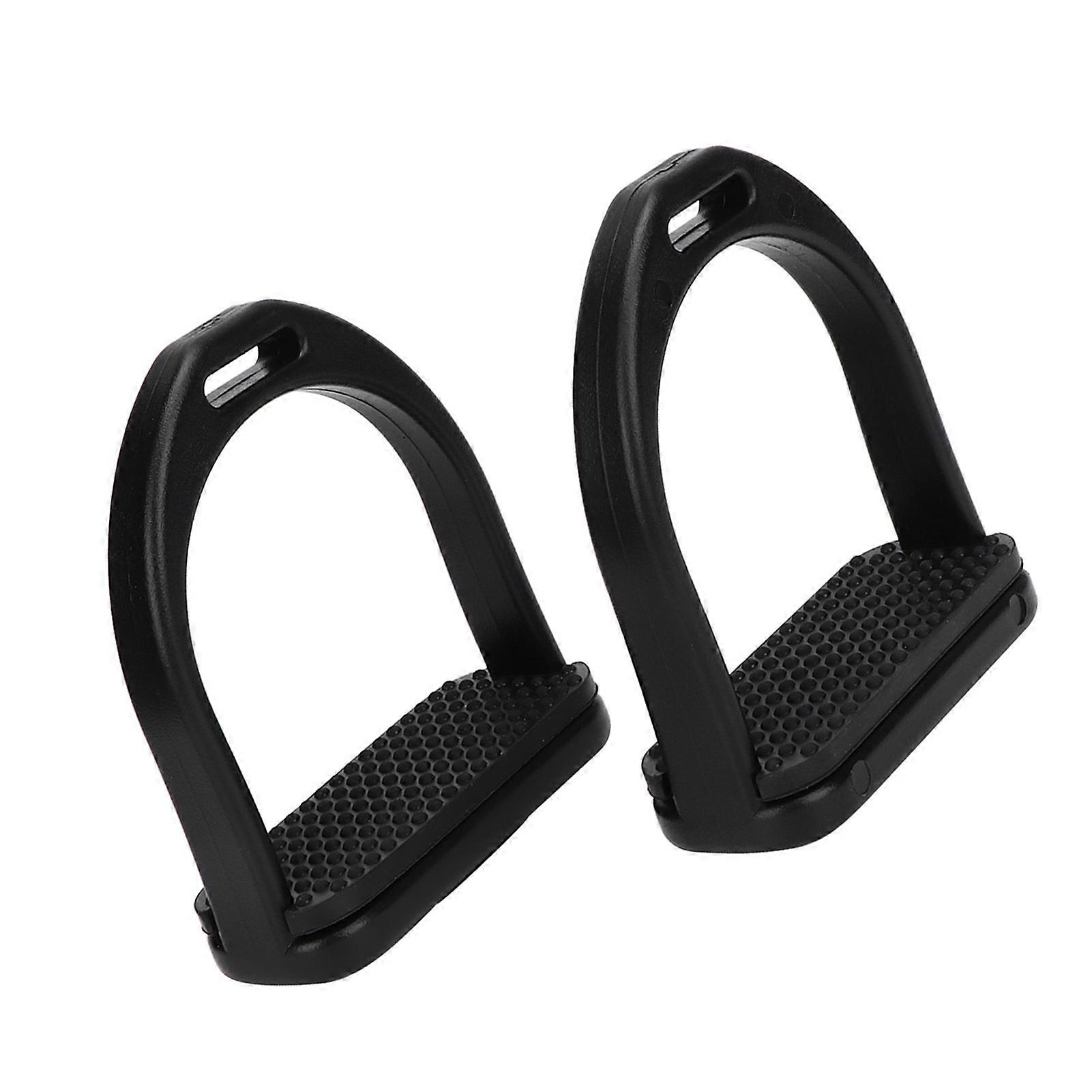 2 Pcs Small Black High Strength Plastic Stirrups with Rubber Pad