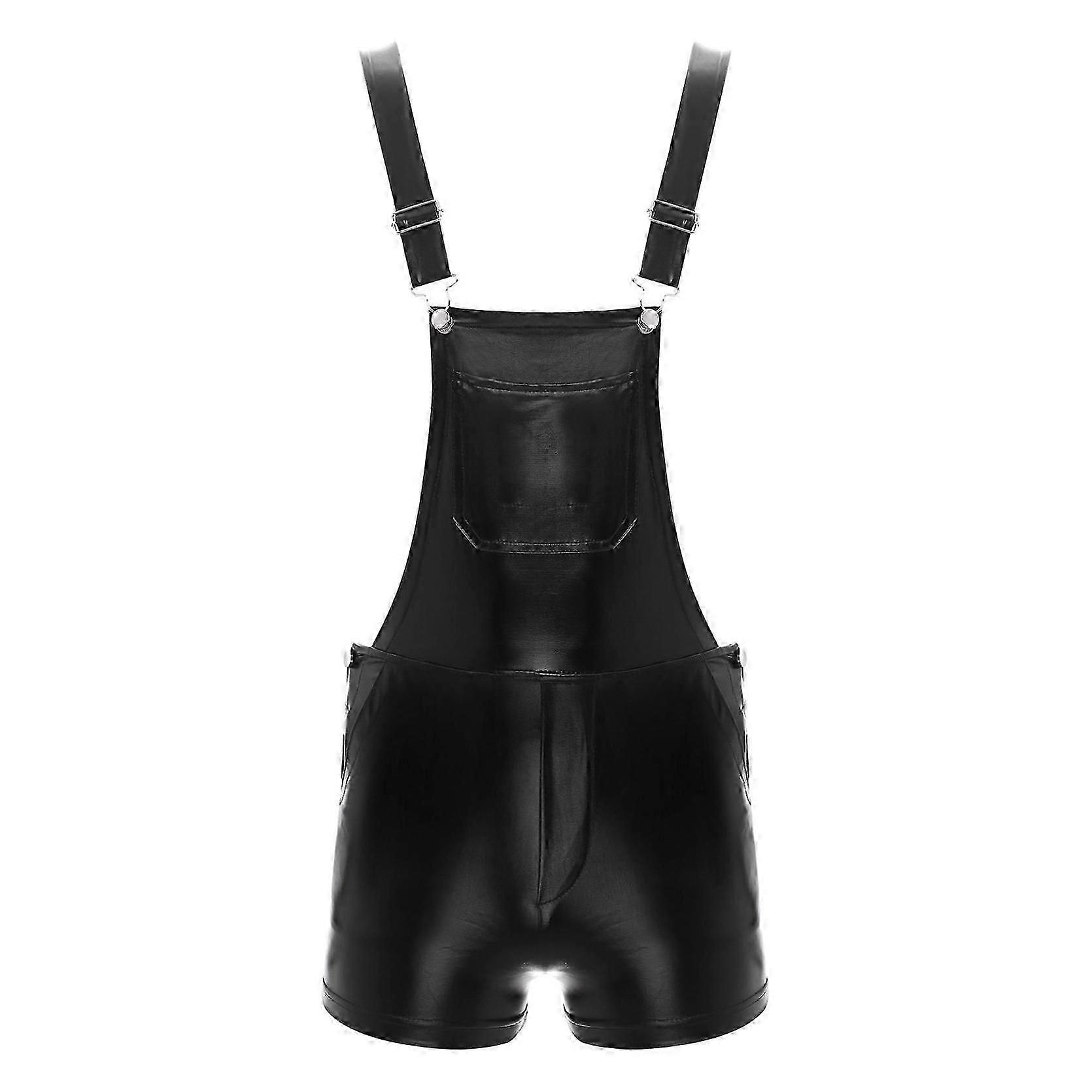 מכנסיים קצרים סינר מטאלי לגברים - סגנון כתף, אופנתי לנשף, מועדון, רייב, פסטיבל, ג'אז, היפ הופ