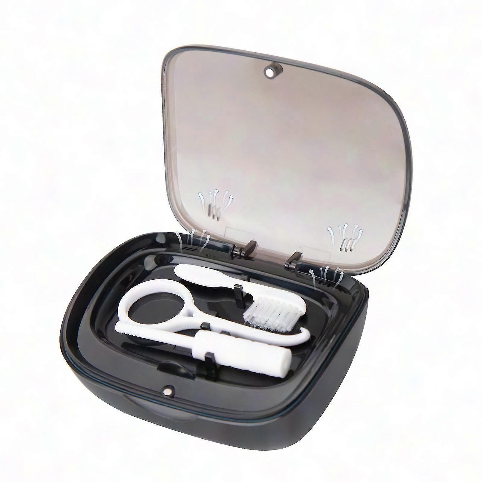 Double Layer Retainer Case with Mirror and Remover Tool - Convenient Storage Box for Dentures, Aligners, Braces