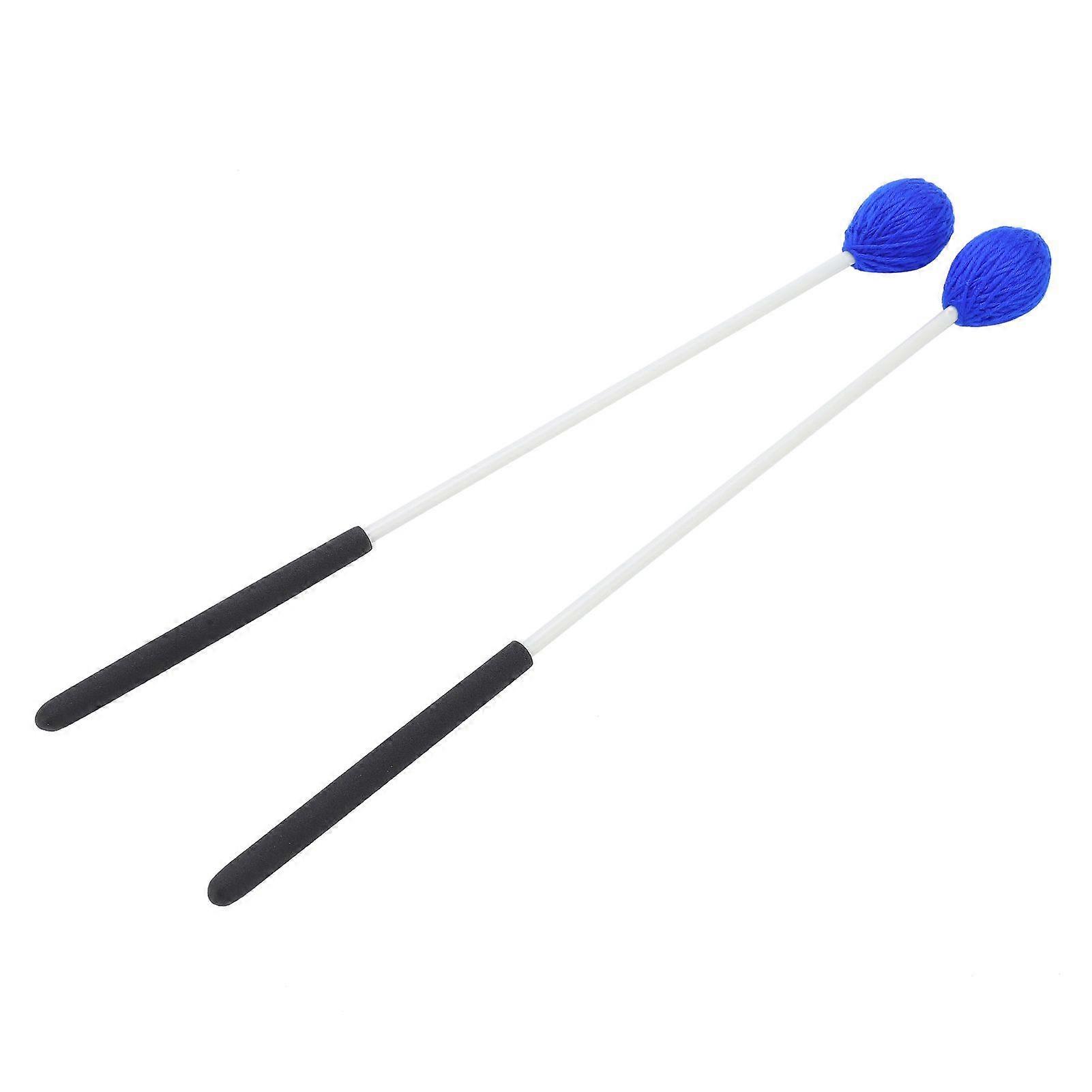 2Pcs Drum Sticks Blue Wool Head Fiberglass Handles Fine Touch Stable for Percussion WA09