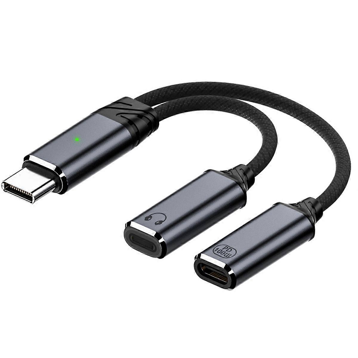 2-in-1 USB C to for interface Audio Adapter Dark Gray