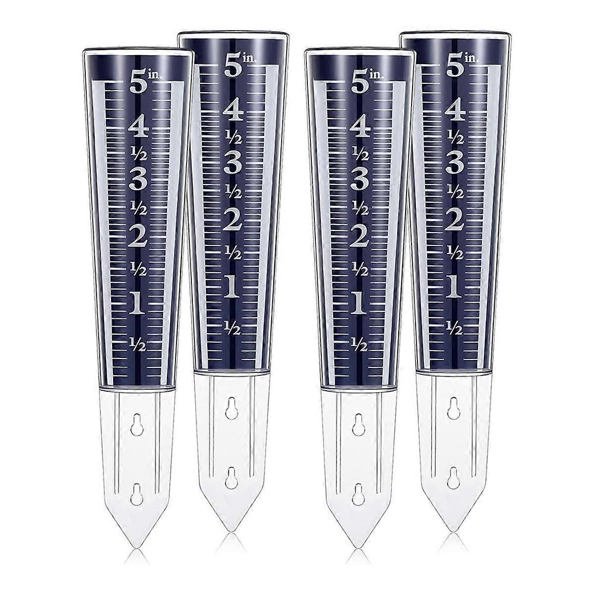 4 Pcs 5 Inch Capacity Rain Gauge Outdoor Easy to Read Acrylic Rain Gauges Measure and Monitor Precip