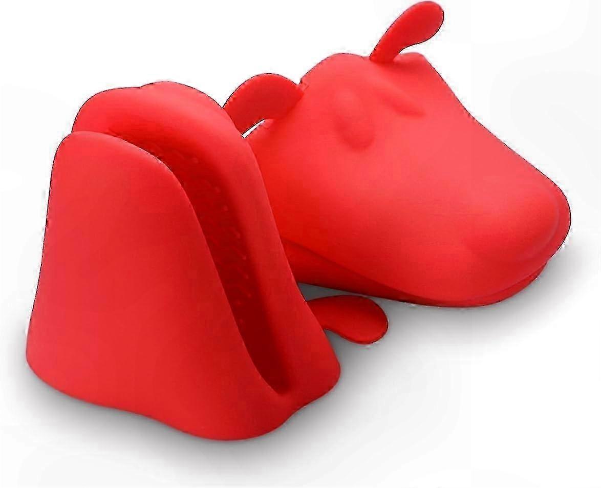 Heat-Resistant Silicone Oven Mitts and Pot Holders with Dog Pattern Design