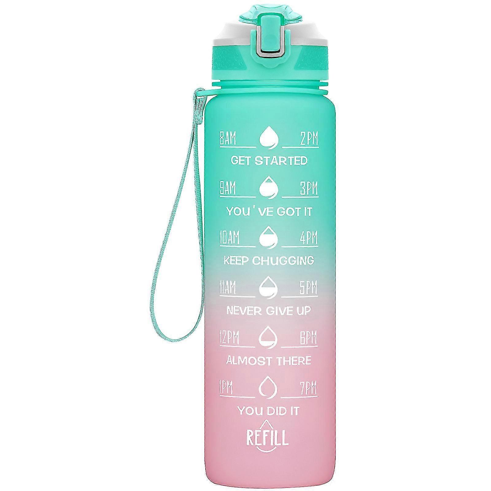 32/24 Oz BPA Free Tritan Leakproof Water Bottles With Straw & Time Marker for Fitness