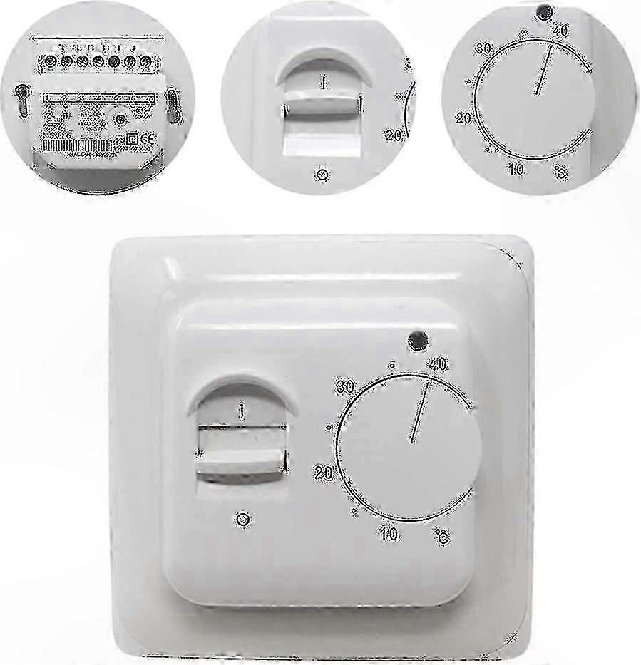 Mechanical Underfloor Heating Thermostat, 220V 16A Manual Control for Electric Floor Heating Systems