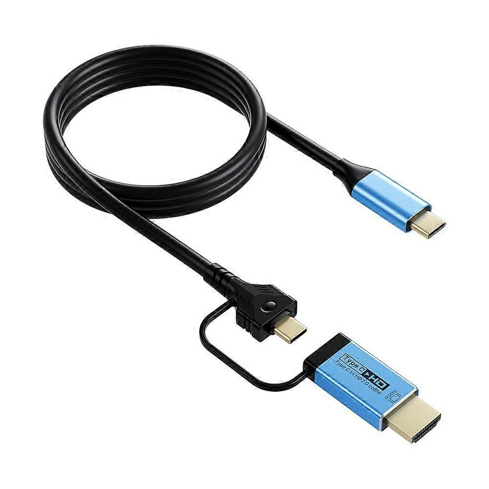 V292 4K 60Hz Type-C to Type-C + HD2.0 Adapter Cable 2 in 1 High Speed Data Transfer Video Converter