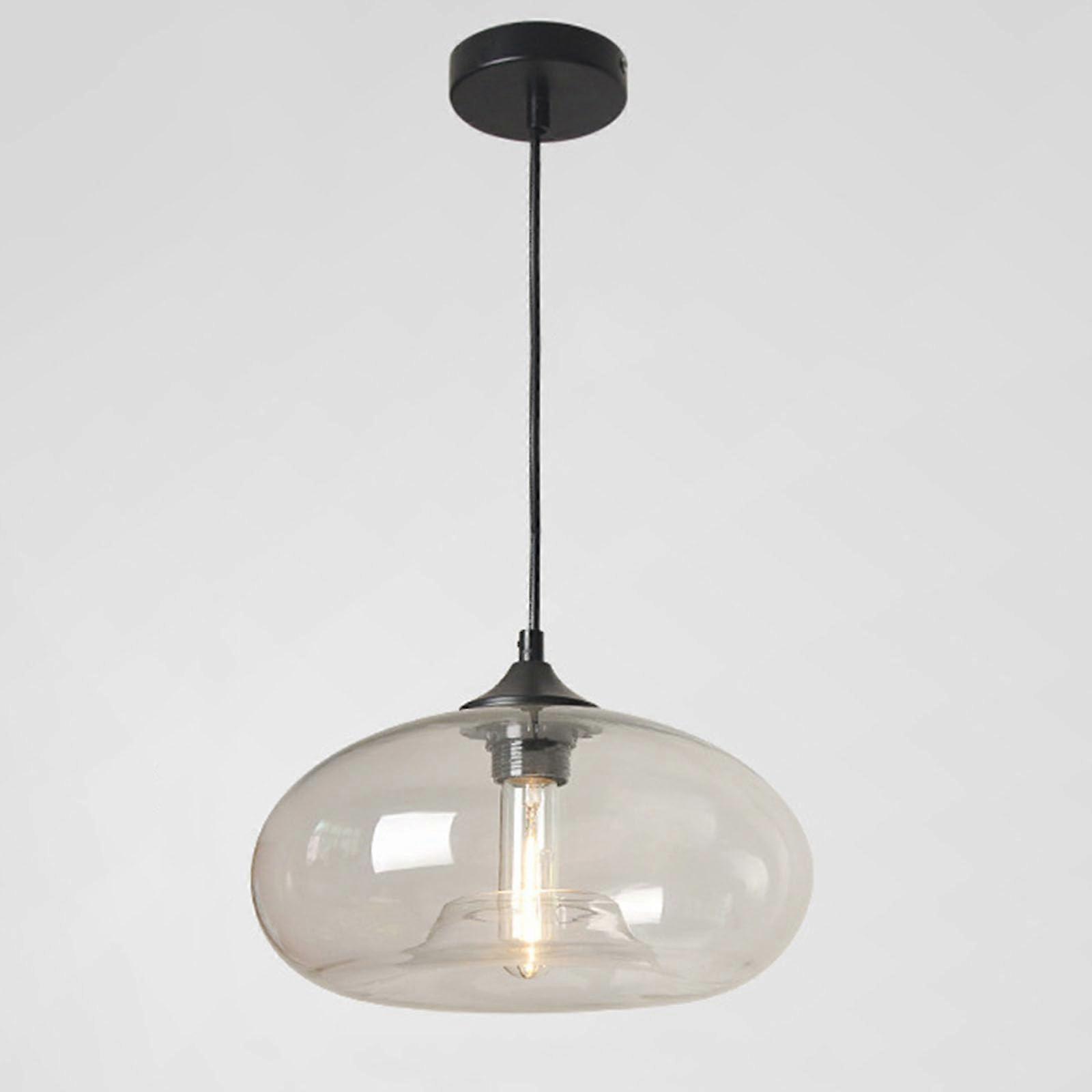 Modern Industrial Pendant Light Round Glass Shade Colorful Crystal Accents E27 Socket Coffee Shade Lamp