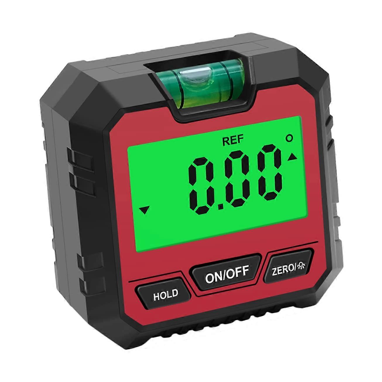 Digital Level and Angle Gauge Protractor Inclinometer Magnetic Base Backlit Display Red For Woodworking