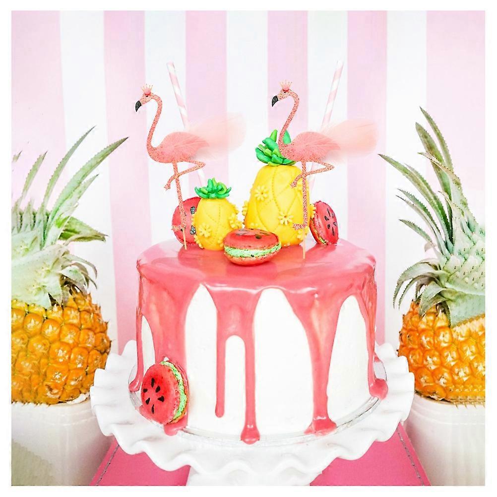 Pink Flamingo Cake Topper with Shining Design and Safe Material for Decor 10pcs
