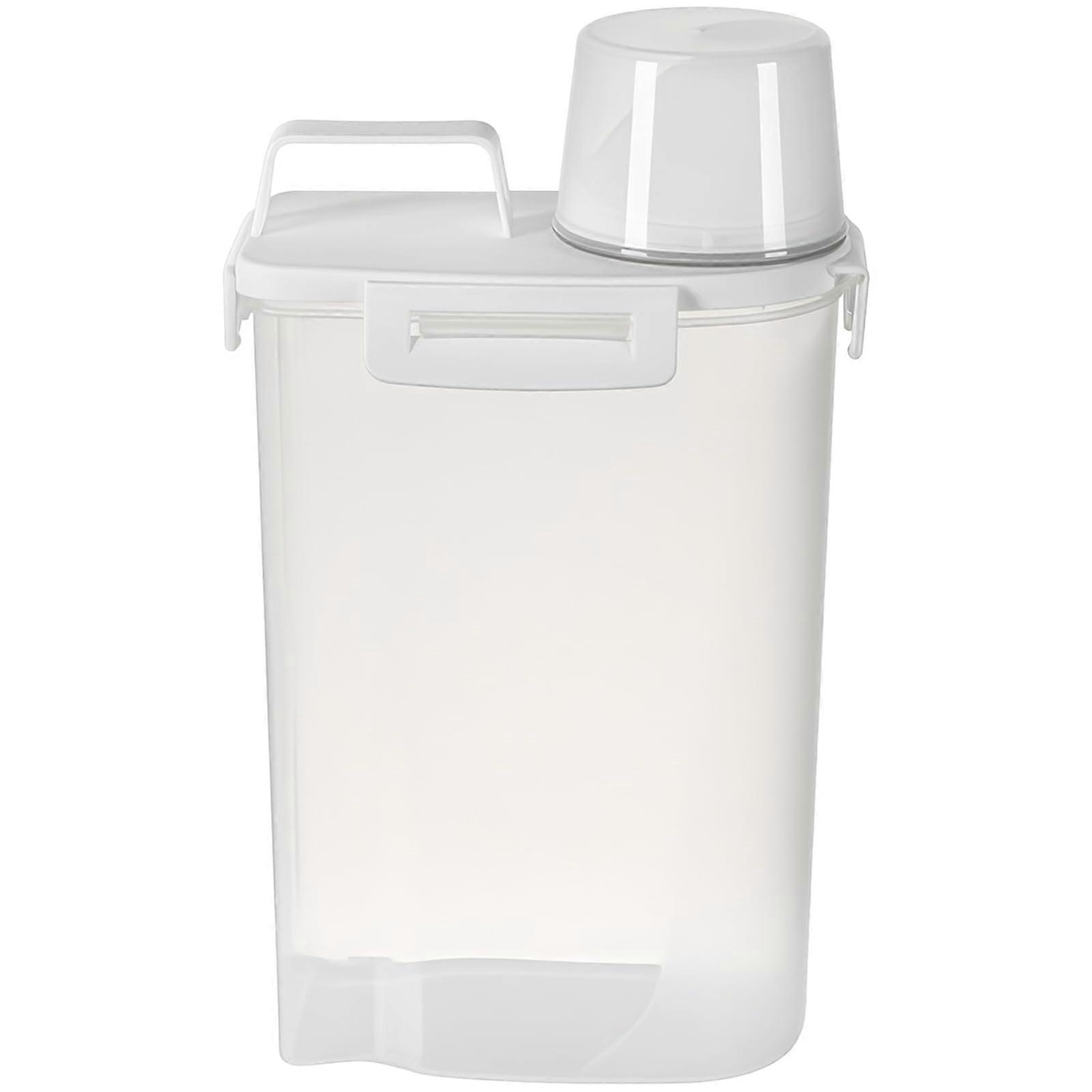 Food Storage Container 3L Airtight Transparent Plastic Canister With Measuring Markings And Space Saving Handle For Rice