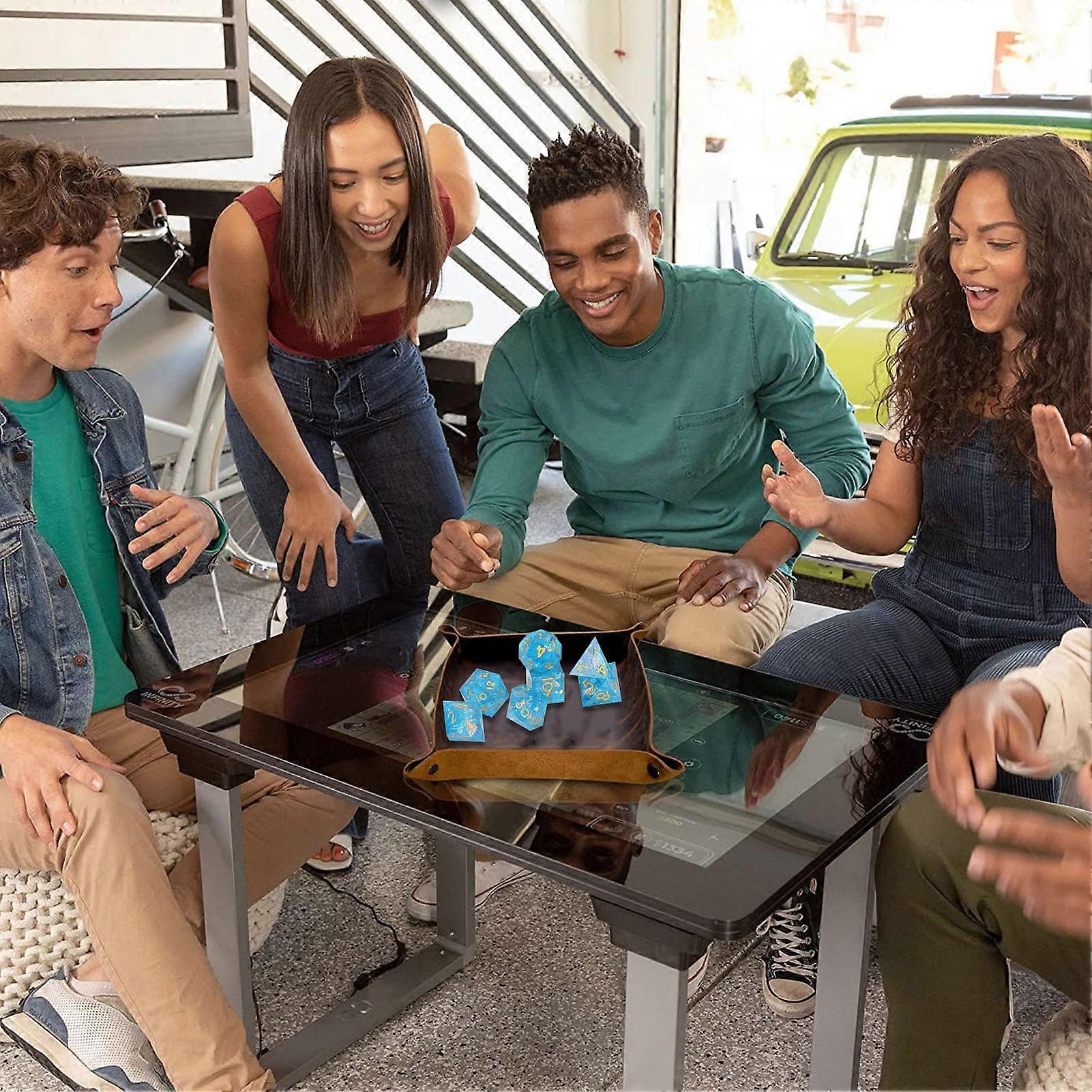 7pcs Polyhedral Resin Dice Set Sharp Edge for RPG & Math Games