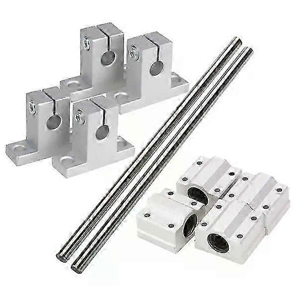Horizontal 8mm Dia Linear Motion Ball Bearing Slide Bushing 200mm Linear Shaft Optical Axis with Rod Rail Support Set