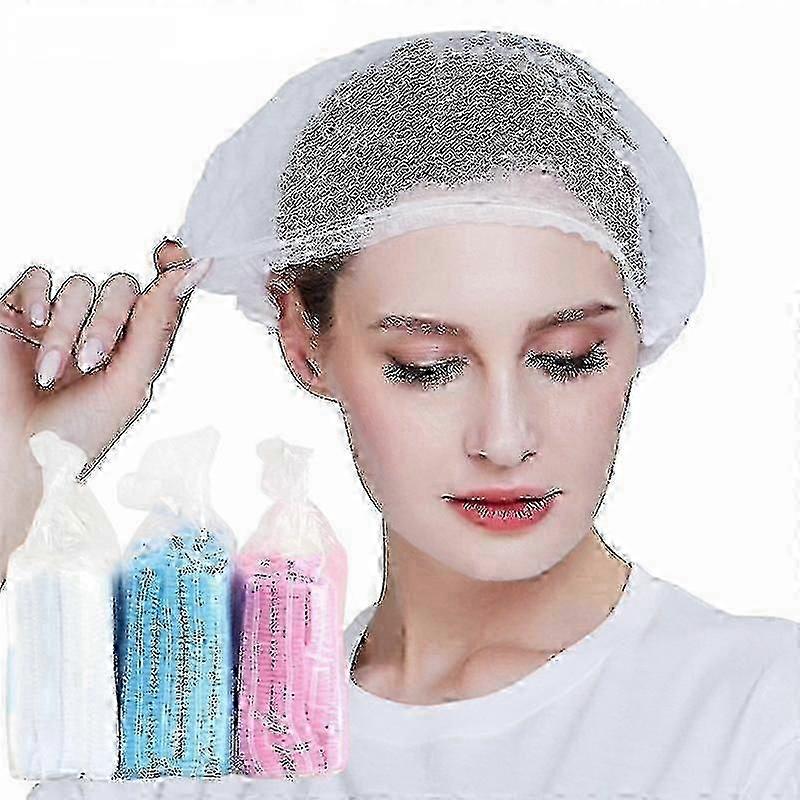100pcs Disposable Pleated Elastic Mesh Shape Non-woven Bath Hat For Waterproof