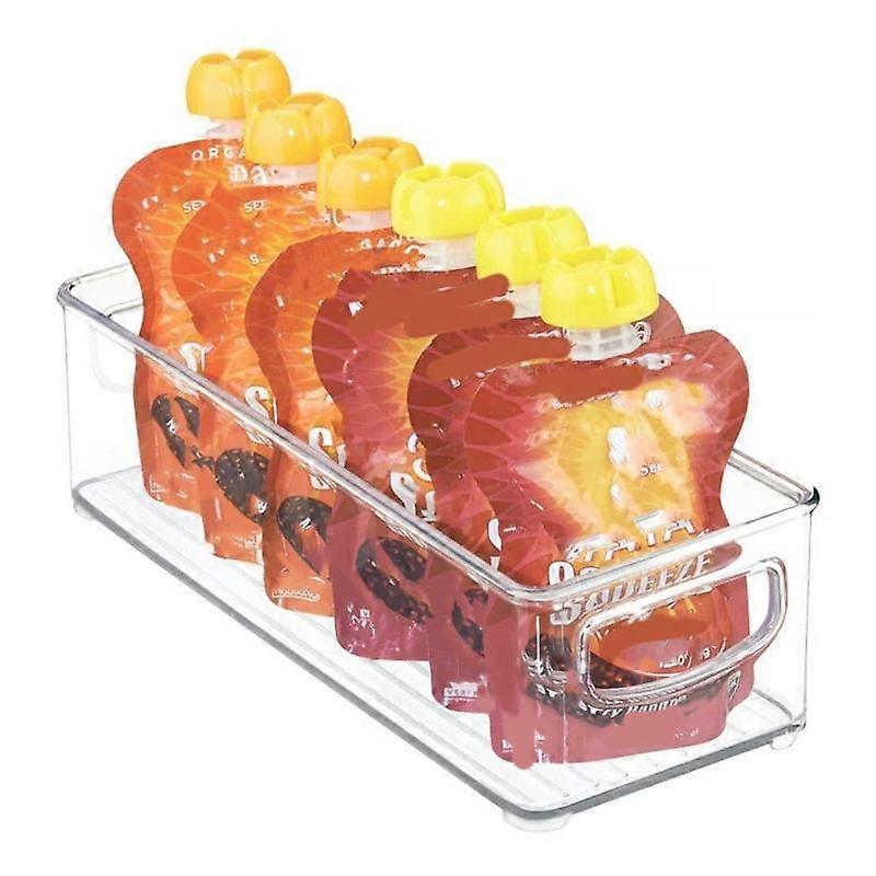 1PCS Refrigerator Organizer Bins Stackable Fridge Organizers Pantry Cutout Handle Clear Plastic