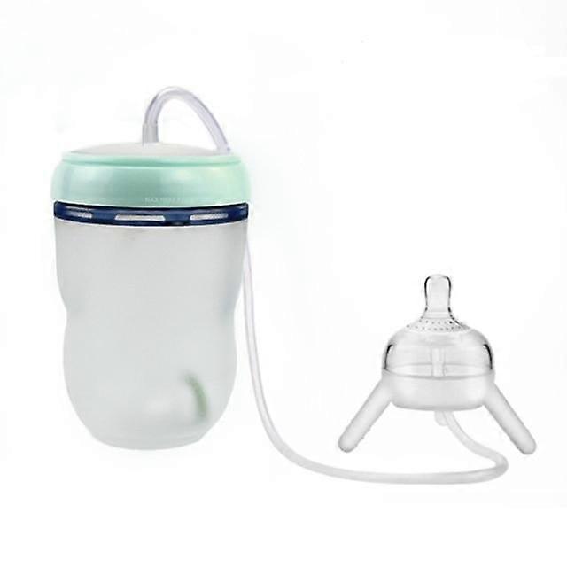 Babymatningsflaska Lång halm händer gratis flaskkopp silikon Sippy NO BPA| Flaskor