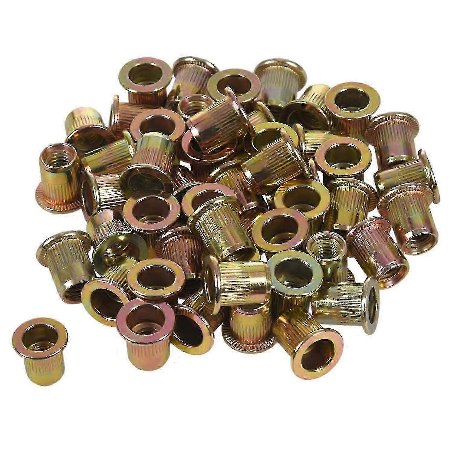 M6x12mm Flat Head Threaded Rivet Nut Insert Nutsert Fasteners 50 Pcs