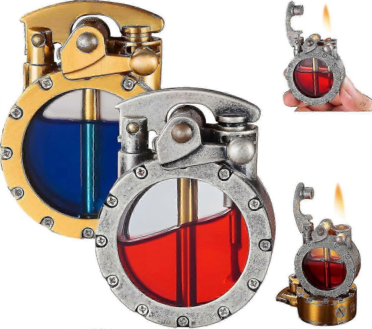 Retro Steampunk Transparent Kerosene Lighter - Decorative Piece (Fuel Not Included)