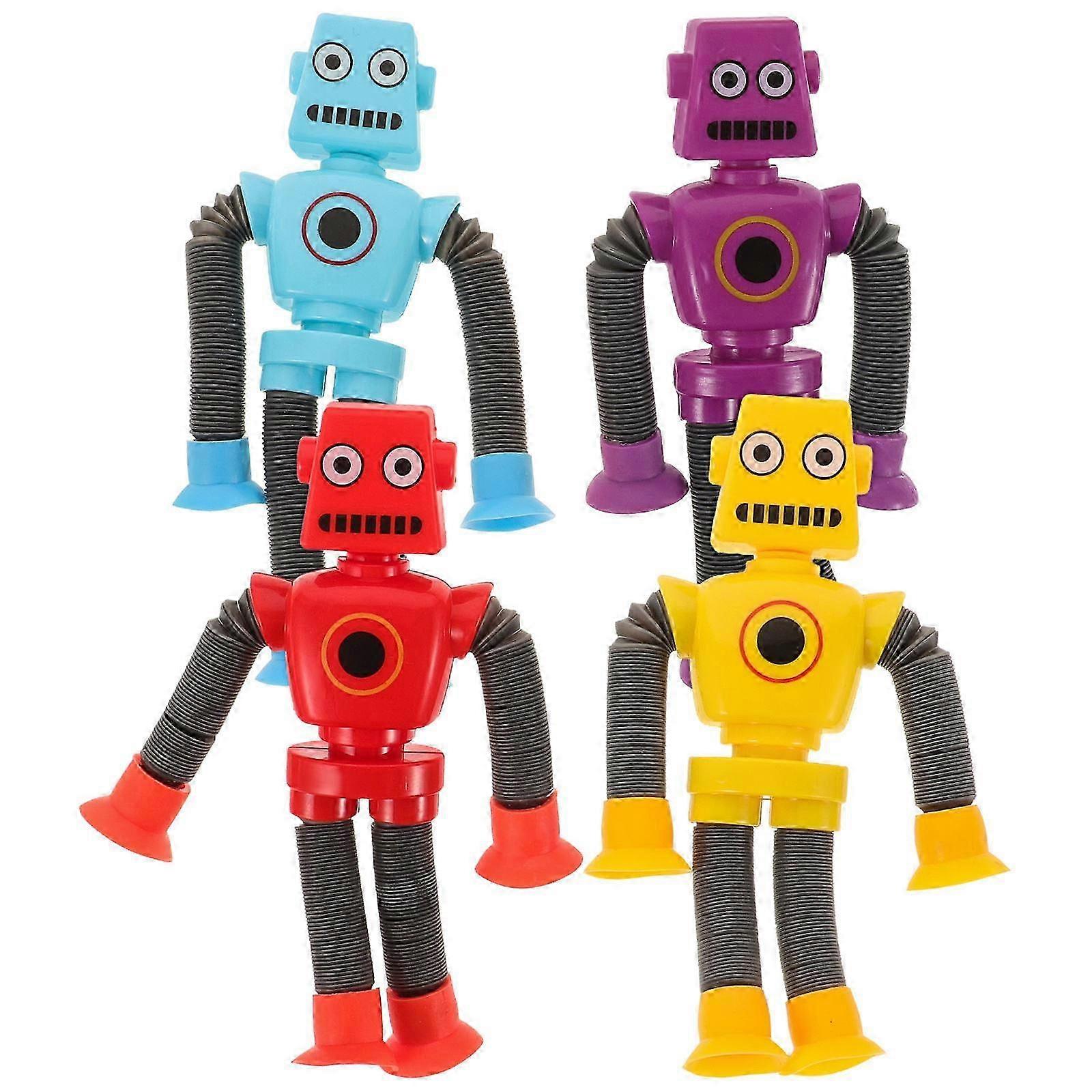 Cartoon Robot Toys, 14.7X7.5X2.1cm, 4-Piece Set to Exercise Logical Thinking