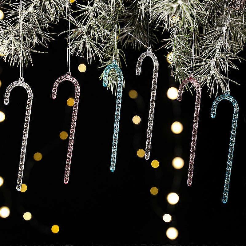 New Christmas decorations acrylic transparent cane pendant colorful icicle Christmas tree pendant
