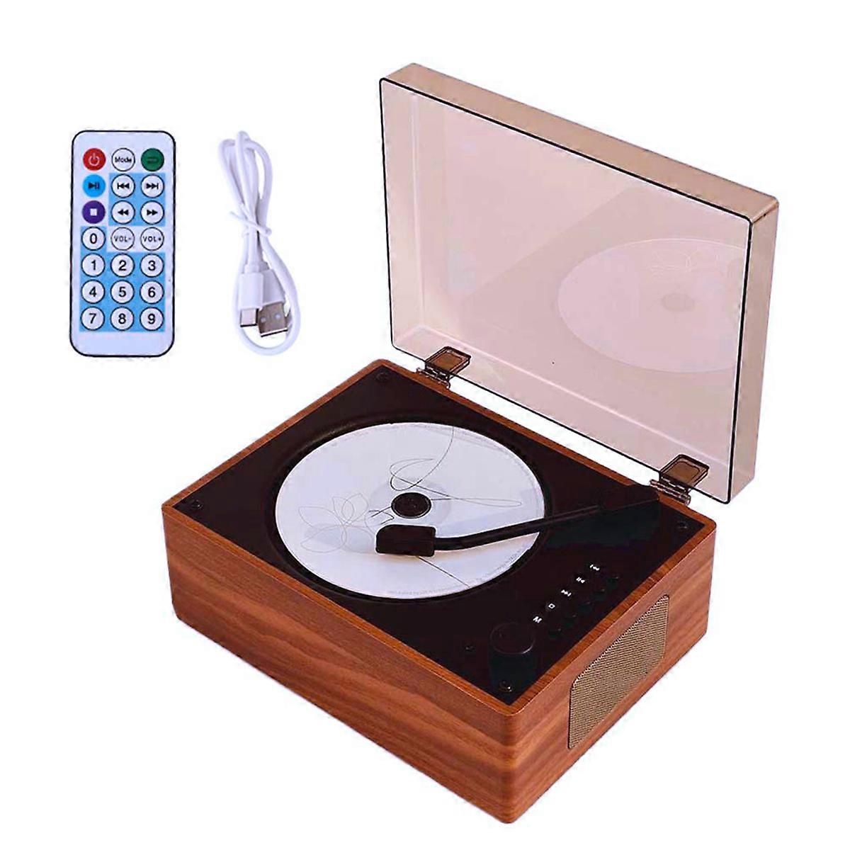 Bluetooth 5.1 CD Speaker with Tray-Loaded Player Wood Brown